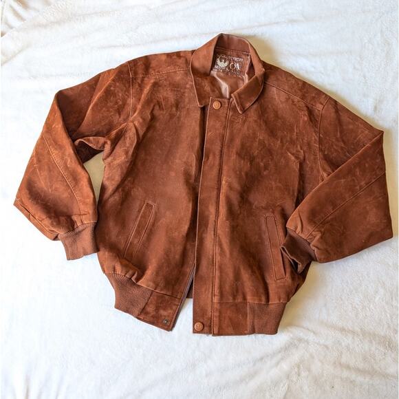 GA Collection Jackets & Blazers - GA Collection Unisex Brown Faux Leather Suede Full Zip Italy Jacket